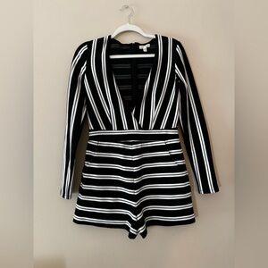 Silence + Noise Black and Gray Striped Top